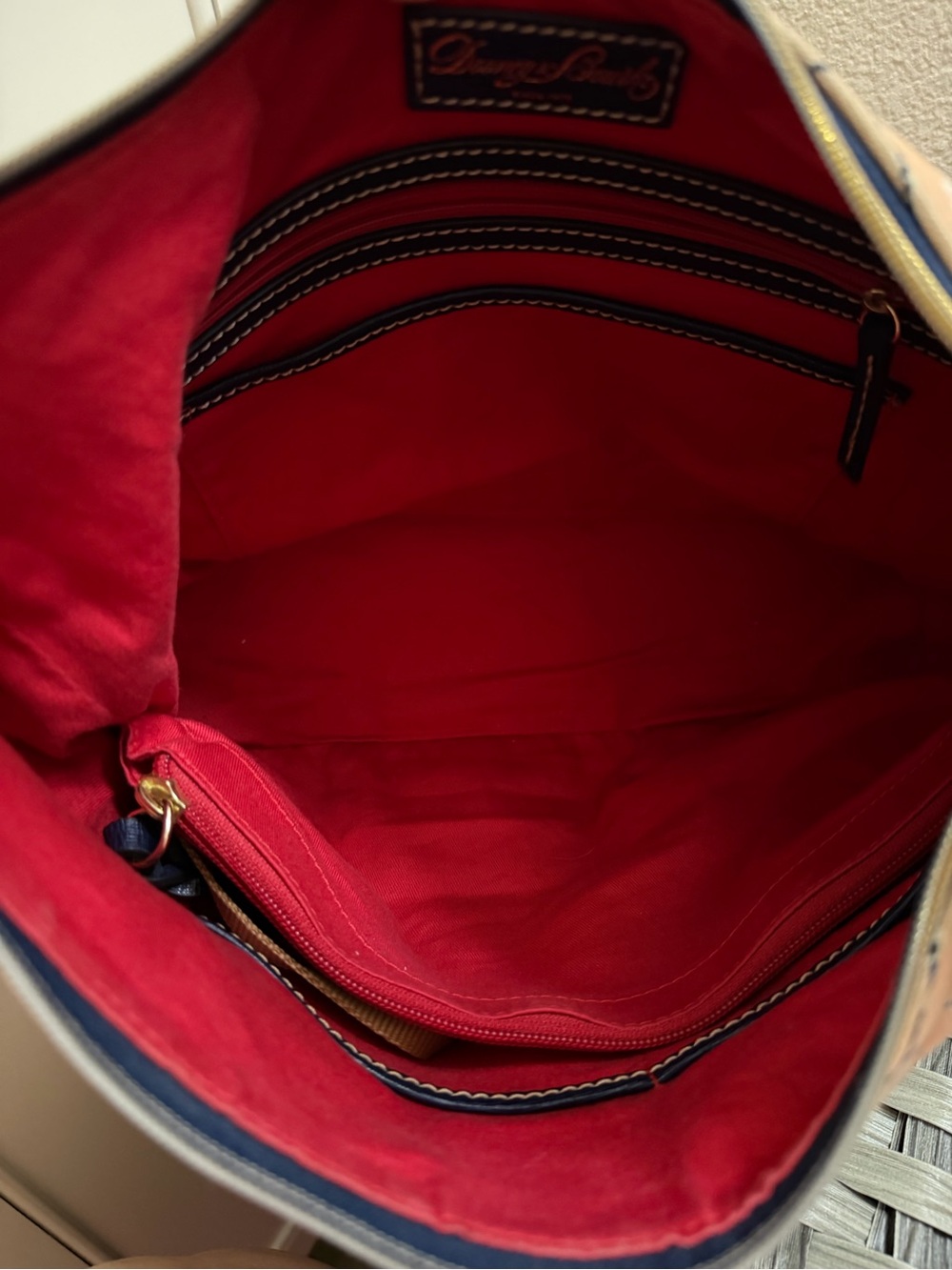 Dooney & Bourke Peach and Navy Monogram Shoulder Bag - Picture 5 of 16